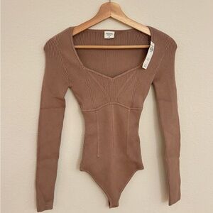 Abercrombie & Fitch NWT Tan Corset Sweetheart Sweater Bodysuit